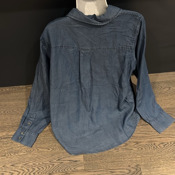 BADGLEY Mischka denim loose fit rhinestone pocket shirt Sz XL - Picture 4 of 11